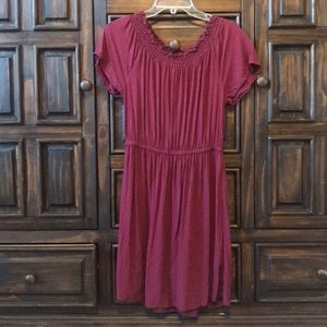 Maroon Off The Shoulder Dress